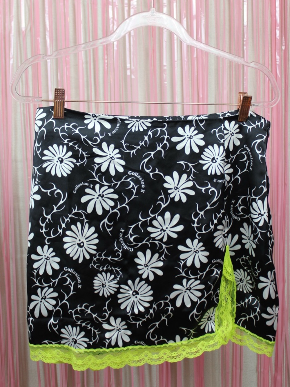 Collusion ASOS mini slip skirt with neon detail! US 12